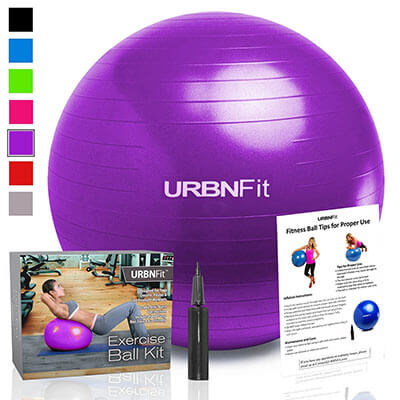 URBNFit Exercise Ball, Anti Burst Professional Quality Design