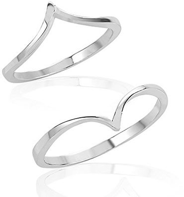 Chuvora Sterling Silver Pointed Ring Set