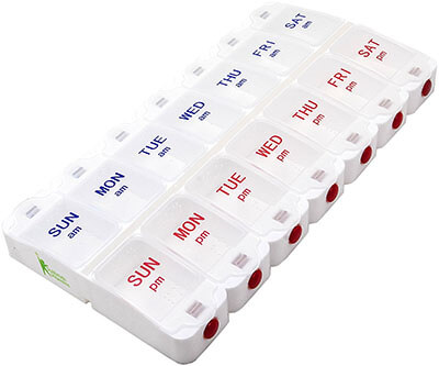 SURVIVE! Vitamins Weekly Pill Organizer, Push Button Dispenser