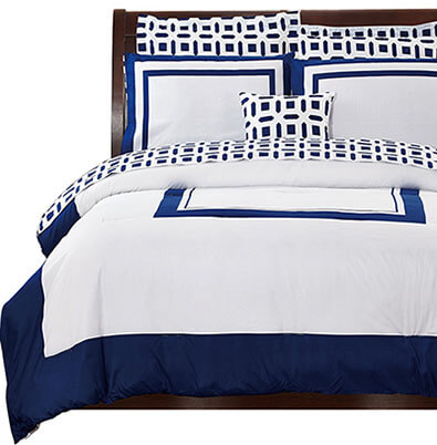 Utopia Bedding 8-Piece Reversible Comforter Blue Bed Sheet Set