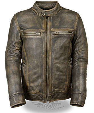 Bzpath Cafe Racer Distressed Wax Men's Vintage Motorcycle Leather Jacket