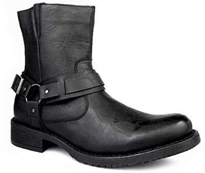 Bonafini Collection Men Classic Traditional Round Toe Motorcycle Boots