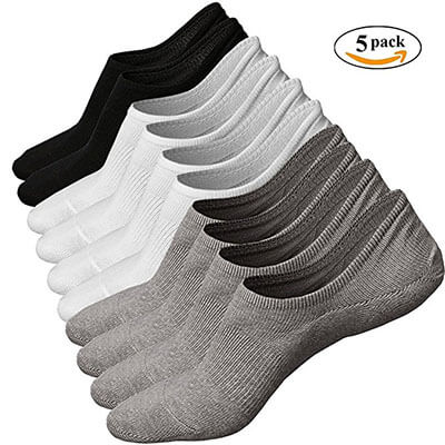 Faybox 5 Pack Men Non Slip No Show Boat Socks