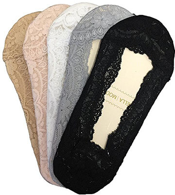 Bella Moda Women's Lace Casual No Show Socks