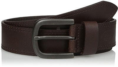 Dickies Mens 1 1/2 in. Leather Belt, Two Row Stitch