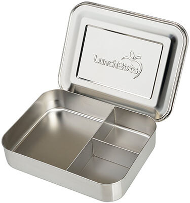 LunchBots Bento-Trio Large Stainless Steel Food Container