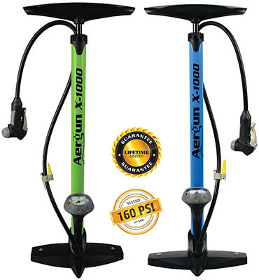 AerGun X-1000 Bike Pump, 160 PSI, eBook on Tires