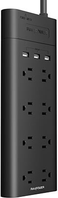 RAVPower Surge Protector, 8-Outlet, 700 Joules and 3 USB Charging Ports