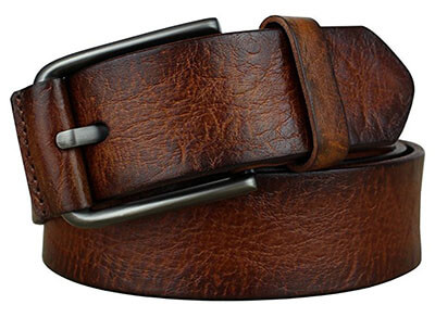 Bullko Men's Pin Buckle Casual Leather Belt