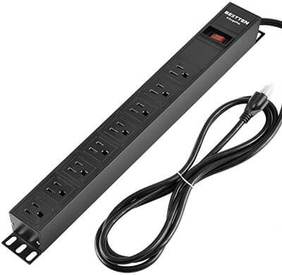 Bestten Aluminum Alloy Surge Protector Power Strip, 9 Feet Cord