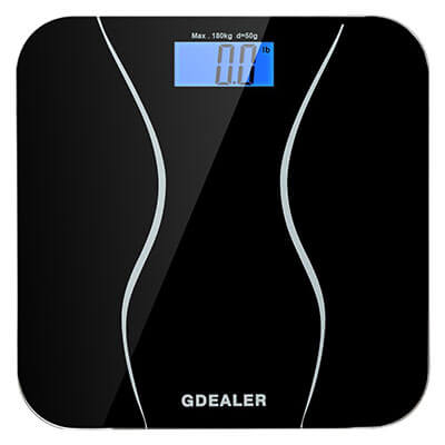 GDEALER Digital Bathroom Scale, 400 Pounds, Tempered Glass