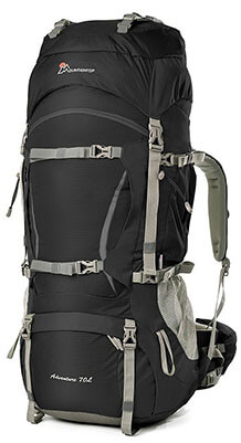 Mountaintop Internal Frame Hiking Backpacking Bag, 70L+10L