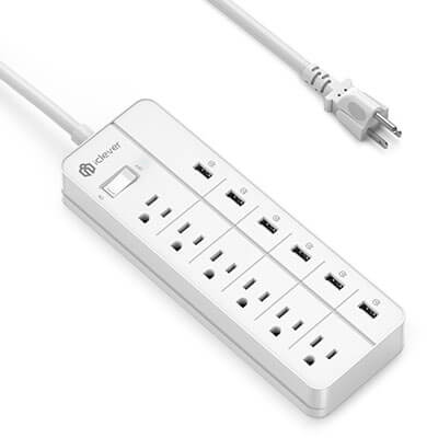 iClever IC-BS03 Smart Power Strip Surge Protestor, 6 AC Outlets, 6 USB Port