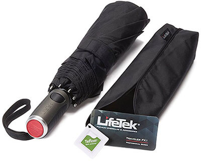 LifeTek Auto Open Close Windproof Dupont Teflon Canopy Travel Umbrella