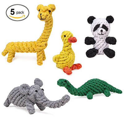 HC-RET Dog Toys, Animal Design Cotton Rope Chew and Training Toys