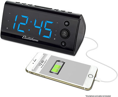 Electrohome Alarm Clock Radio, USB Charging Port, Dual Alarm