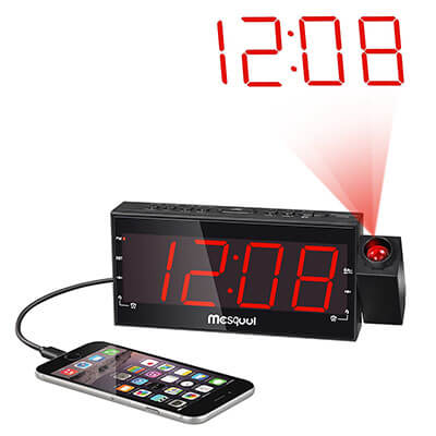 Mesqool AM/FM Digital Alarm Clock Radio, Dimmable Projection