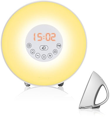 BeautyFlower Wake-Up Light Alarm Clock, Natural Sound, FM Radio