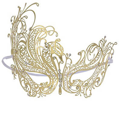 Coxeer Women's Swan Venetian Masquerade Mask Metal Filigree Mask