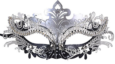 Coxeer Shiny Metal Rhinestone Masquerade Mask