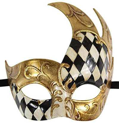 Luxury Mask Men's Vintage Design Musical Checkered Masquerade