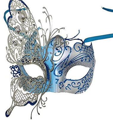 Coxeer Butterfly Shiny Metal Masquerade Mask Venetian