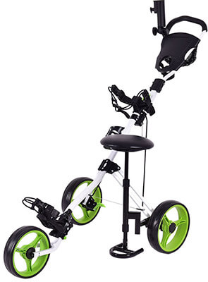 Tangkula Push Pull Cart Golf Trolley Swivel 3- Wheel Design