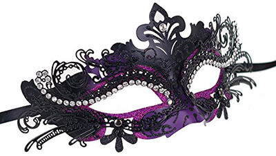 In - Time Masquerade Purple Rose and Black Masks