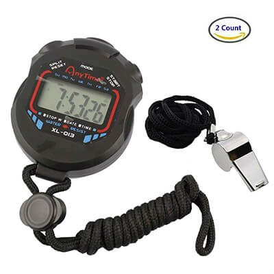 AKOAK Digital Stopwatch Timer with Stainless Steel Whistle