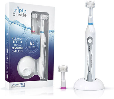 Triple Bristle Sonic Electric Toothbrush, Rechargeable Battery
