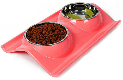 Petloverr Double Bowls Stainless Steel Pet Bowls