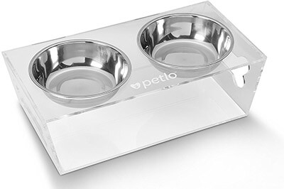 Petlo Pet Feeder Bowls with Clear Acrylic Feeding Stand