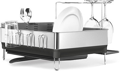 Simplehuman Stainless Steel Frame Dish Rack and Wine Glass Holder