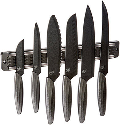 Gela Global Stainless Steel Kitchen Knife Set with Magnetic Bar