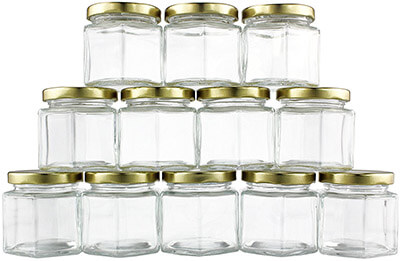 Cornucopia Brands Pack of 12, 4oz Hexagon Glass Jars