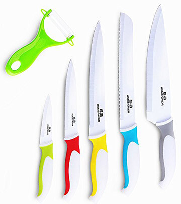 GA Homefavor Multiuse Kitchen Knife Set Nonstick Coated with Peeler
