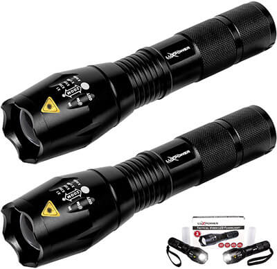 LuxPower Tactical V1000 LED Flashlight, Zoomable, Water and Shock Resistant