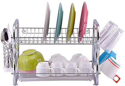 Toplife Chrome Kitchen Dish Drainer Drying Rack, 2 Tie Design