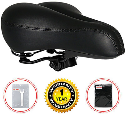 VICKMALL Gel Bike Seat Saddle, Leather, Dual Spring Universal Seat