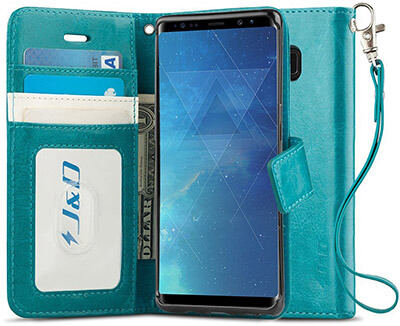 JD Galaxy Note 8 Case, with RFID Blocking Wallet and Slim Fit Style