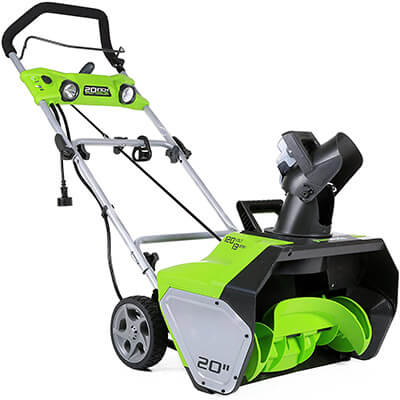 GreenWorks 2600202 20 Inches Corded Snow Thrower, 13 Amp with Light Kit