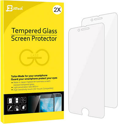 JETech iPhone 8 Plus Screen Protector Tempered Glass Film Case