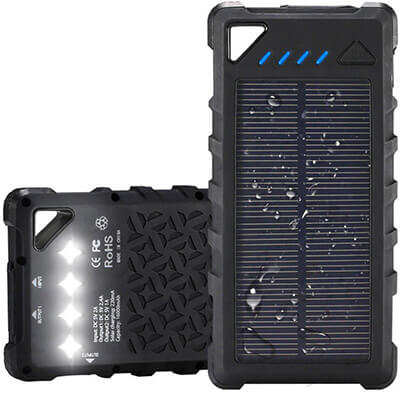 FKANT Solar Charger | Portable 16000mAh Dual USB Power Bank Waterproof External Battery Pack