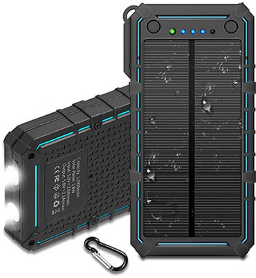 Hiwill Solar Charger 12000mah, IP67 Waterproof Portable Solar Phone Charger