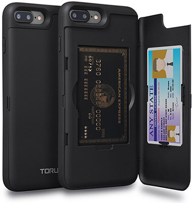 TORU iPhone 8 Plus Case with Hidden Credit Card Holder ID Slot Card Case