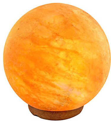 Crystal Allies Gallery Natural Himalayan Globe Salt Lamp on Wood Base