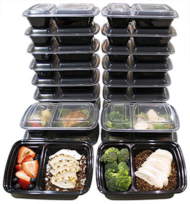 Misc Home 2 Compartment Meal Prep Containers (20 Pack)