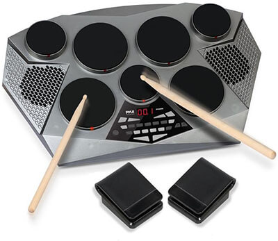 Pyle Electronic Drum Set Pad, Built-in Speakers, Foot Pedals & Drum Sticks