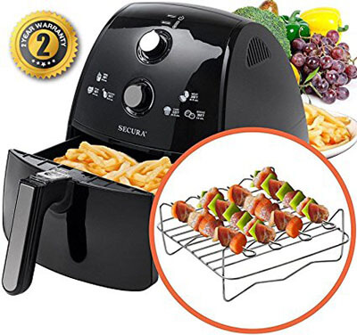 Secura 4.2 Qt., Extra Large Capacity 1500 W Electric Hot Air Fryer