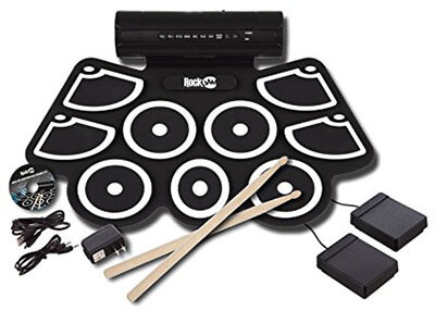 RockJam Electronic Roll Up MIDI Drum Kit, Inbuilt Speakers, Power Supply